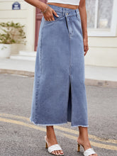 Load image into Gallery viewer, Slit Asymmetrical Waist Denim Skirt