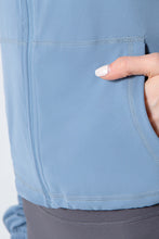 Load image into Gallery viewer, Drawstring Zip Up Dropped Shoulder Active Outerwear