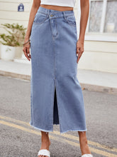 Load image into Gallery viewer, Slit Asymmetrical Waist Denim Skirt