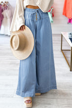 Load image into Gallery viewer, Dusk Blue Mineral Wash Button High Waist Wide Leg Jeans