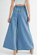 Load image into Gallery viewer, Dusk Blue Mineral Wash Button High Waist Wide Leg Jeans