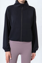 Load image into Gallery viewer, Drawstring Zip Up Dropped Shoulder Active Outerwear
