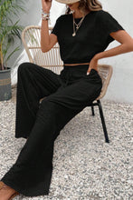 Load image into Gallery viewer, Round Neck Short Sleeve Top and Pants Set

