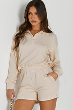 Load image into Gallery viewer, Half Button Sweatshirt and Shorts Active Set
