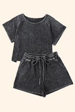 Load image into Gallery viewer, Heathered Round Neck Top and Shorts Lounge Set
