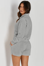 Load image into Gallery viewer, Half Button Sweatshirt and Shorts Active Set
