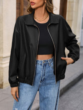 Load image into Gallery viewer, Zip Up Dropped Shoulder Jacket
