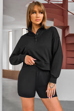 Load image into Gallery viewer, Half Button Sweatshirt and Shorts Active Set
