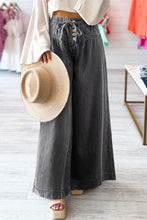 Load image into Gallery viewer, Dusk Blue Mineral Wash Button High Waist Wide Leg Jeans
