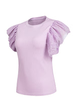 Load image into Gallery viewer, Ruffled Round Neck Cap Sleeve Top
