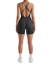 Load image into Gallery viewer, Strappy Backless Jumpsuits Tummy Control Yoga Romper
