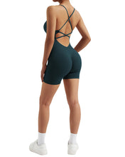 Load image into Gallery viewer, Strappy Backless Jumpsuits Tummy Control Yoga Romper
