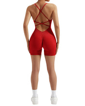 Load image into Gallery viewer, Strappy Backless Jumpsuits Tummy Control Yoga Romper
