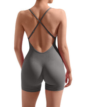 Load image into Gallery viewer, Strappy Backless Jumpsuits Tummy Control Yoga Romper
