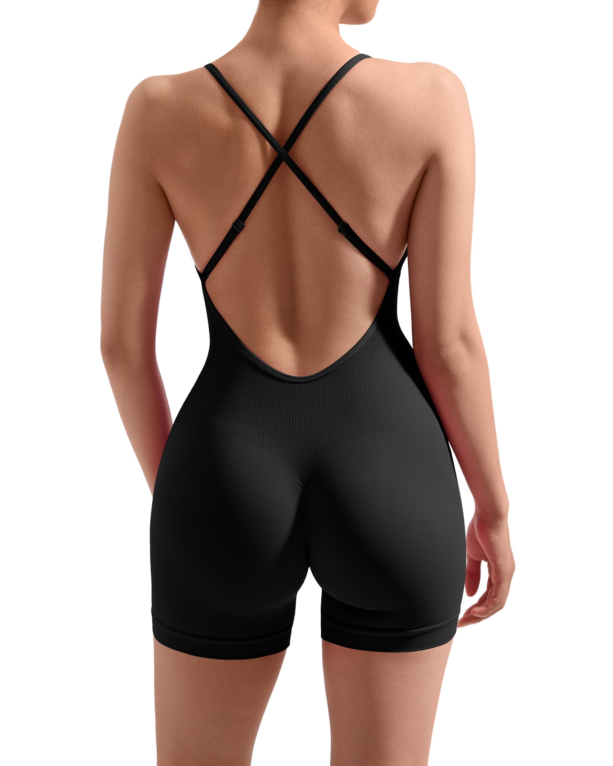 Strappy Backless Jumpsuits Tummy Control Yoga Romper