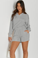 Load image into Gallery viewer, Half Button Sweatshirt and Shorts Active Set
