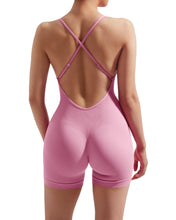 Load image into Gallery viewer, Strappy Backless Jumpsuits Tummy Control Yoga Romper
