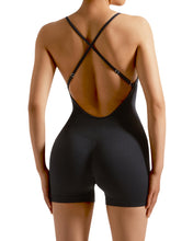 Load image into Gallery viewer, Strappy Backless Jumpsuits Tummy Control Yoga Romper
