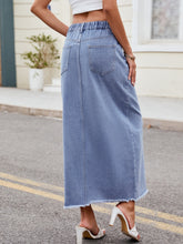 Load image into Gallery viewer, Slit Asymmetrical Waist Denim Skirt
