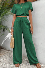 Load image into Gallery viewer, Round Neck Short Sleeve Top and Pants Set
