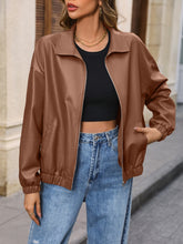 Load image into Gallery viewer, Zip Up Dropped Shoulder Jacket
