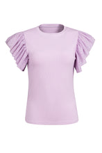 Load image into Gallery viewer, Ruffled Round Neck Cap Sleeve Top
