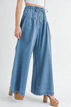 Load image into Gallery viewer, Dusk Blue Mineral Wash Button High Waist Wide Leg Jeans

