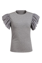 Load image into Gallery viewer, Ruffled Round Neck Cap Sleeve Top
