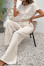 Load image into Gallery viewer, Round Neck Short Sleeve Top and Pants Set
