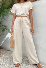 Load image into Gallery viewer, Round Neck Short Sleeve Top and Pants Set
