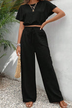Load image into Gallery viewer, Round Neck Short Sleeve Top and Pants Set
