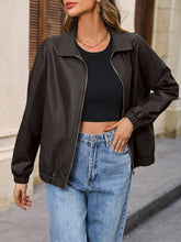 Load image into Gallery viewer, Zip Up Dropped Shoulder Jacket
