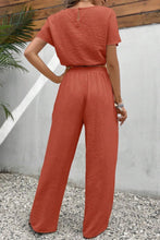 Load image into Gallery viewer, Round Neck Short Sleeve Top and Pants Set

