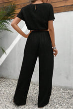 Load image into Gallery viewer, Round Neck Short Sleeve Top and Pants Set
