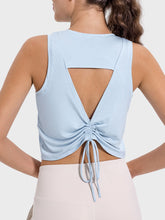 Load image into Gallery viewer, Drawstring Cutout Round Neck Active Tank
