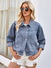 Load image into Gallery viewer, Studded Long Sleeve Denim Jacket
