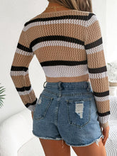 Load image into Gallery viewer, Tied Openwork Long Sleeve Knit Top
