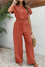 Load image into Gallery viewer, Round Neck Short Sleeve Top and Pants Set
