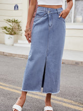 Load image into Gallery viewer, Slit Asymmetrical Waist Denim Skirt
