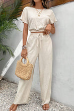 Load image into Gallery viewer, Round Neck Short Sleeve Top and Pants Set
