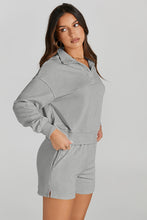 Load image into Gallery viewer, Half Button Sweatshirt and Shorts Active Set
