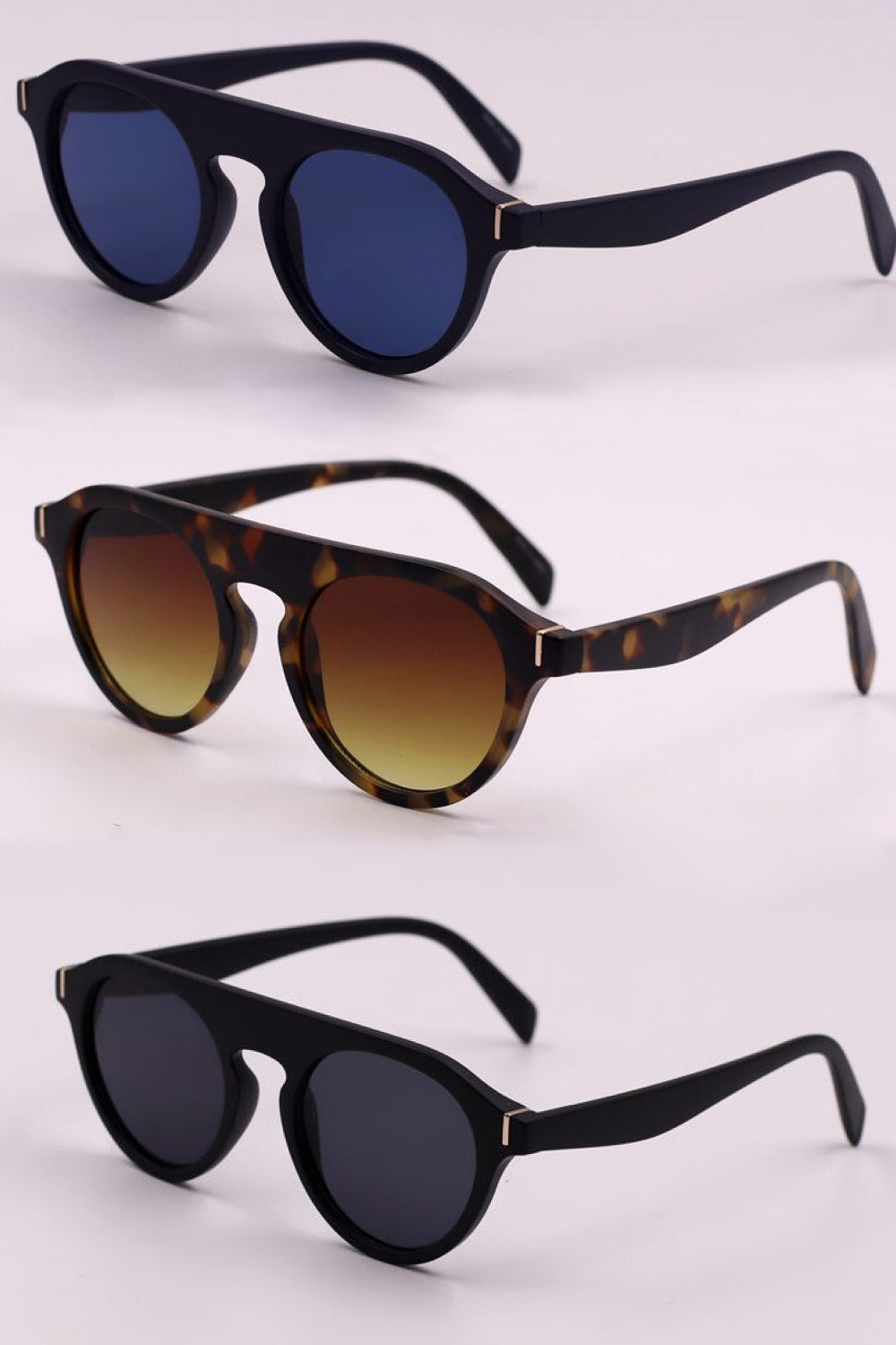 3-Piece Round Full Rim Sunglasses