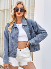 Load image into Gallery viewer, Studded Long Sleeve Denim Jacket
