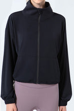 Load image into Gallery viewer, Drawstring Zip Up Dropped Shoulder Active Outerwear
