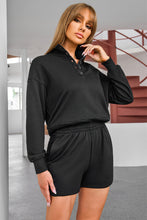 Load image into Gallery viewer, Half Button Sweatshirt and Shorts Active Set
