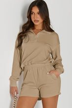 Load image into Gallery viewer, Half Button Sweatshirt and Shorts Active Set
